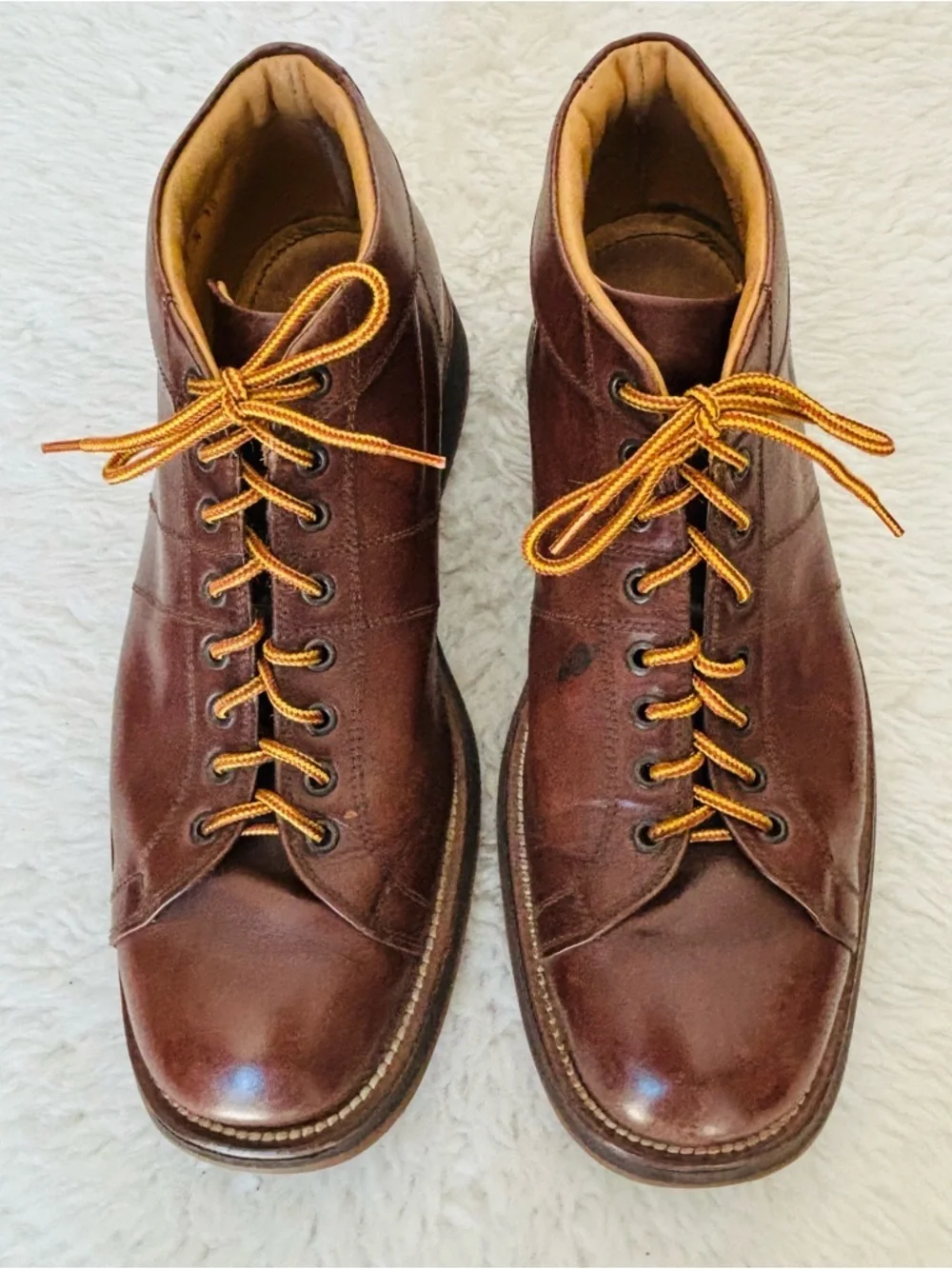 Cole Haan Men's Brown Leather Lace-Up Boots - Classic Workwear Chukka Boots 10